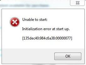 Как исправить ошибку 135dec40:984c6a38:000000077 при запуске