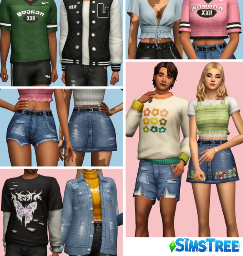 Большой набор молодежной моды от aharris для Sims 4