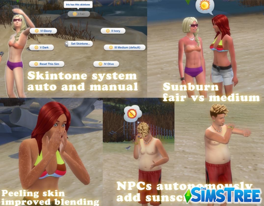 Мод «Загар» от flerb для Sims 4