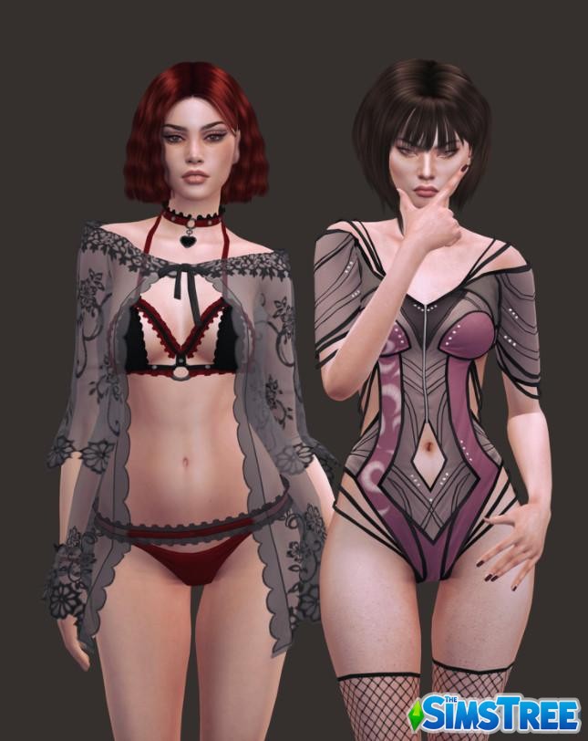 Набор нарядов и нижнего белья по мотивам Dead Or Alive от astya96 для Sims 4