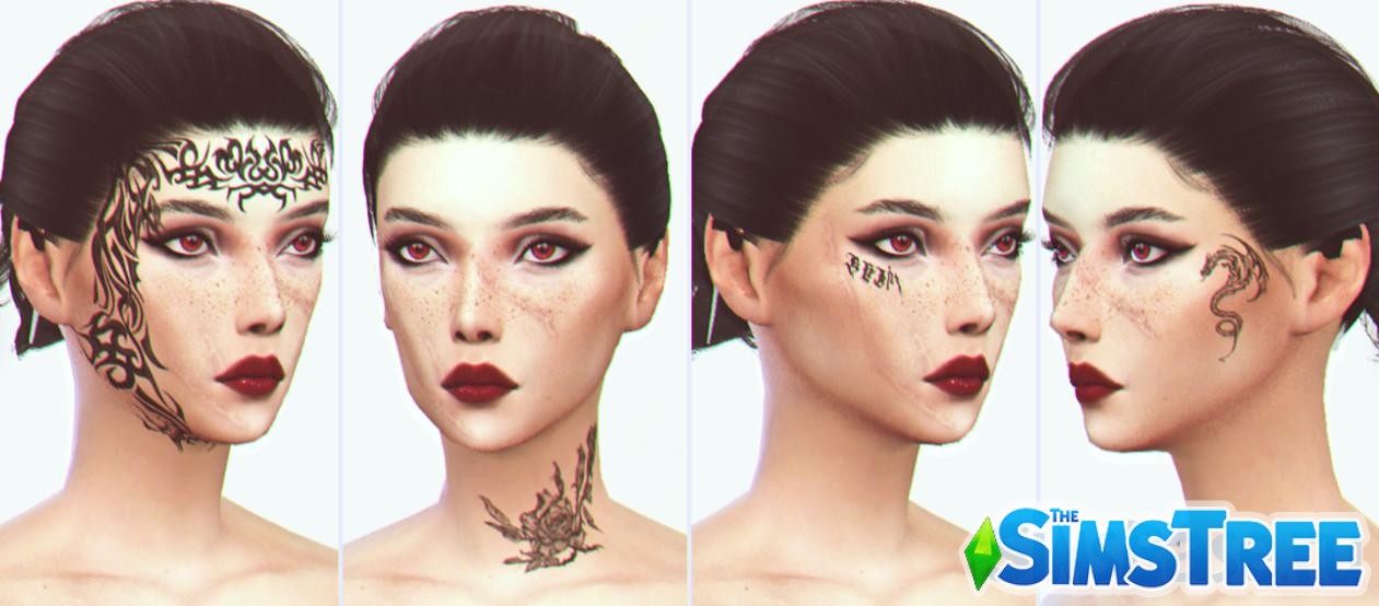 Набор татуировок для лица из Baldur’s Gate 3 от satterlly для Sims 4