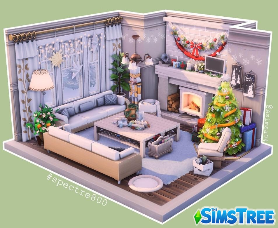 Набор тематических комнат Новый год от разных авторов для Sims 4