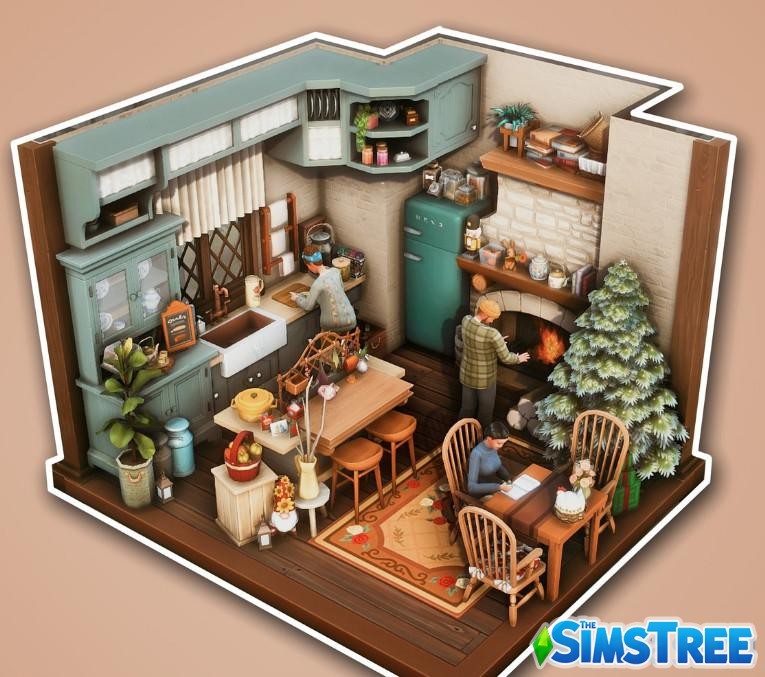 Набор тематических комнат Новый год от разных авторов для Sims 4