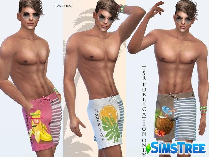Шорты с тропическим принтом от Sims House для Sims 4