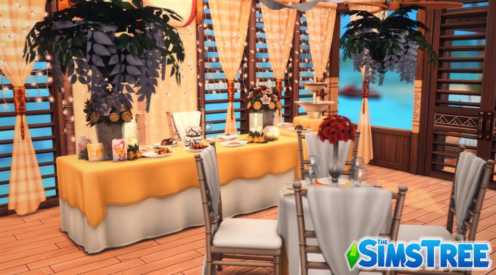 Свадебная площадка и бар «Игристые пески» от moonlightowl-es для Sims 4