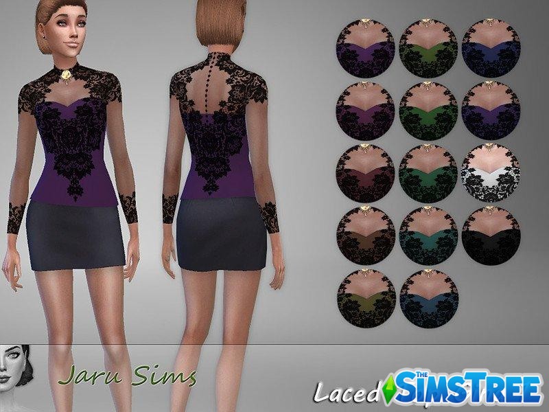 Топ с кружевом Джина от Jaru Sims для Sims 4