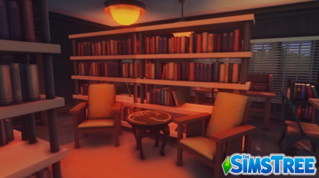 Японский ретро-магазин-кафе «Книжная лавка» от ruumu для Sims 4