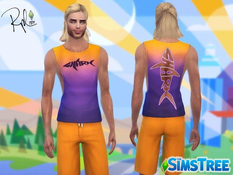Мужская безрукавка “Shark ” от RobertaPLobo для Sims 4