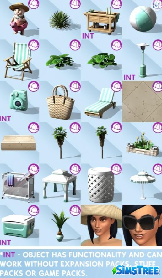 Набор мебели и предметов CAS для пляжа от Max 20 для Sims 4