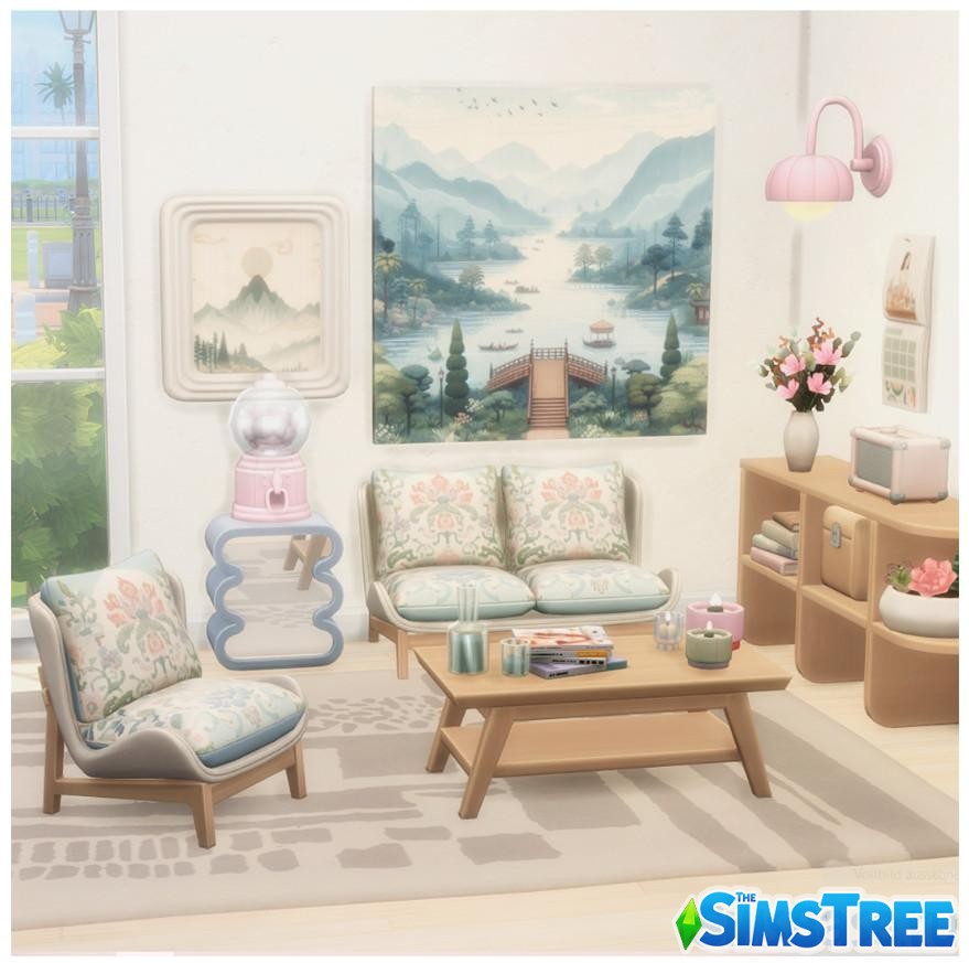 Набор мебели и декора Жевательная резинка от TheClutterCat для Sims 4