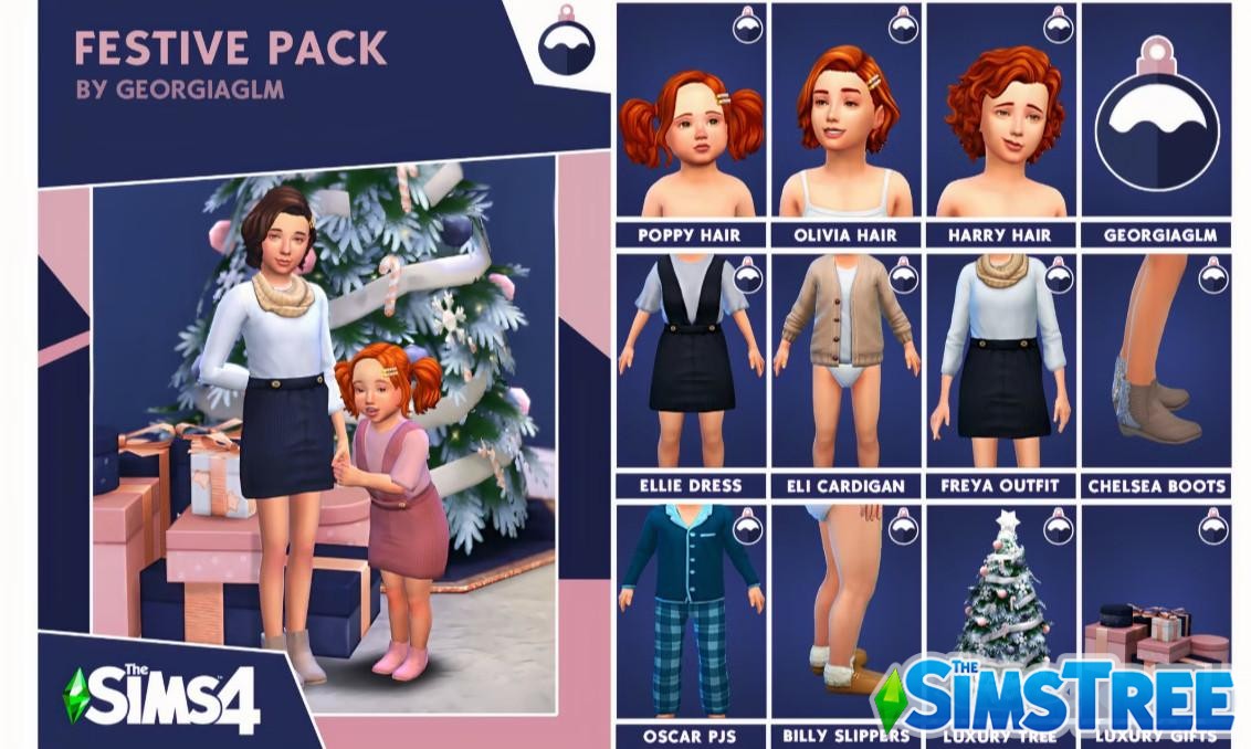 Наборы Новогодних СС для Sims 4