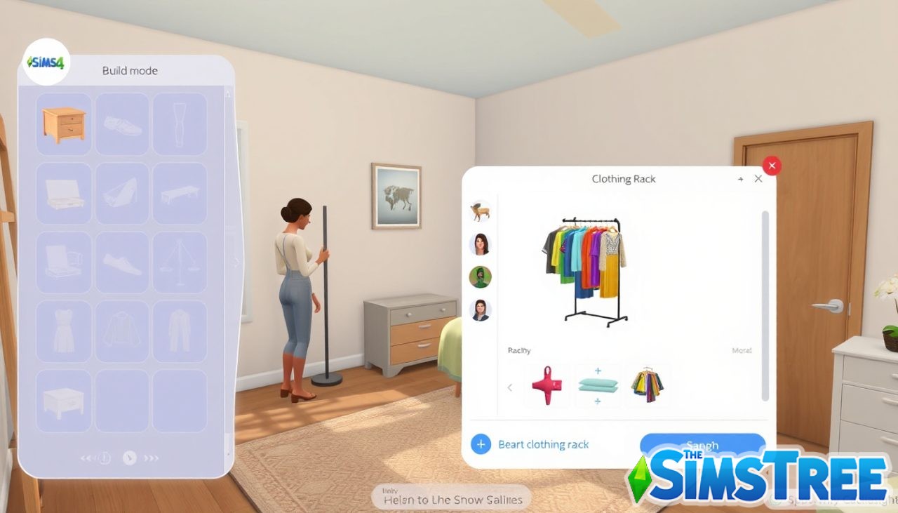 Как в The Sims 4 повесить гардероб с вешалками