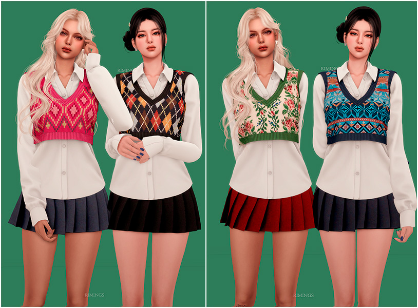 Наряд Knit Vest & Shirt & Skirt