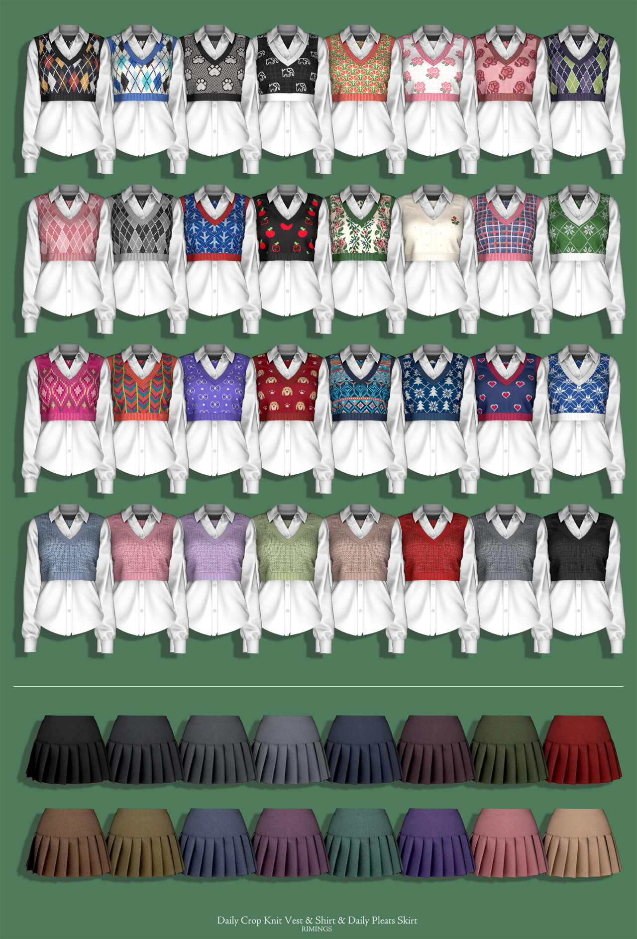 Наряд Knit Vest & Shirt & Skirt